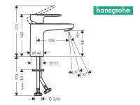 MEDIDAS MONOMANDO LAVABO 100 VERNIS BLEND HANSGROHE